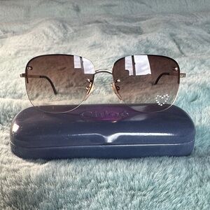 Vintage Chloe Brown Sunglasses with Gold Frame